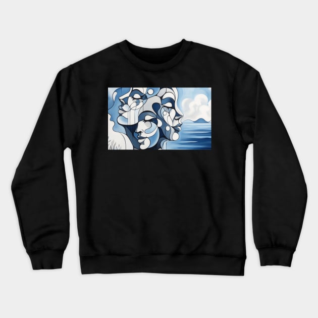 Overlapping faces, art deco Crewneck Sweatshirt by KlausCzernitzki